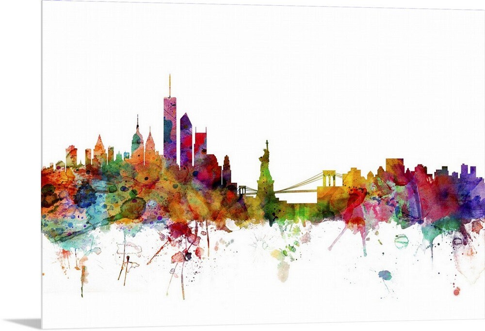 New York Skyline Metal Wall Art Print Etsy