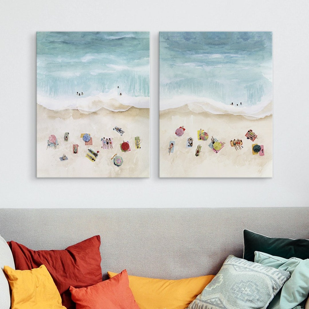 2 Piece Beach Week Canvas Wall Art Print Set Coastal Home - Etsy