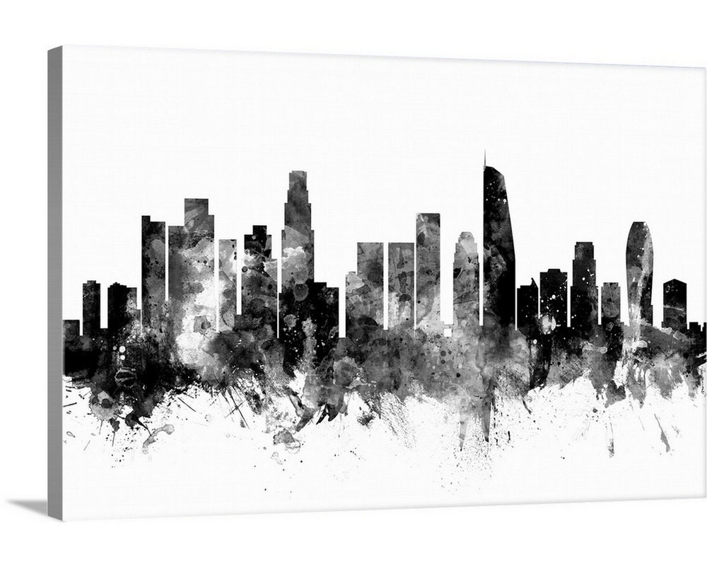 Los Angeles California Skyline Canvas Wall Art Print Etsy