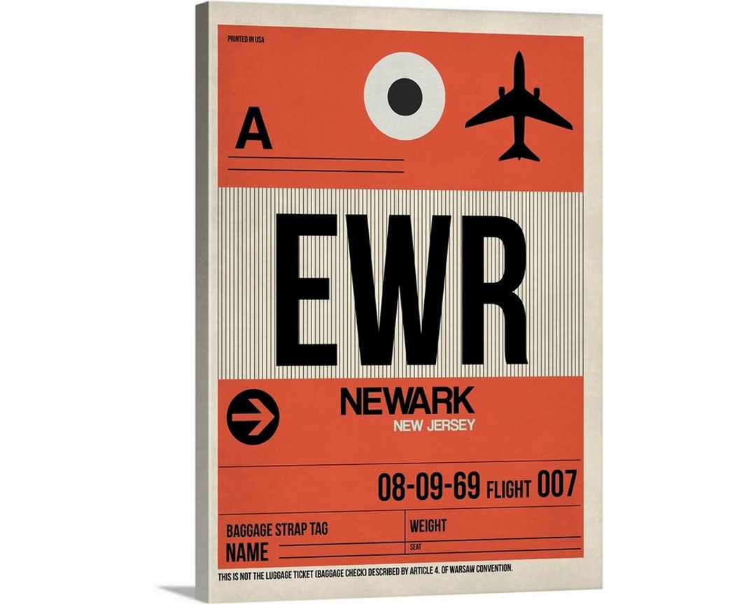 EWR Newark Luggage Tag I Canvas Wall Art Print Etsy