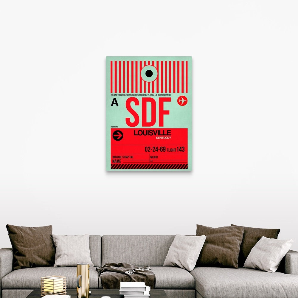 SDF Louisville Luggage Tag II | Large Solid-Faced Canvas Wall Art Print | Great Big Canvas
