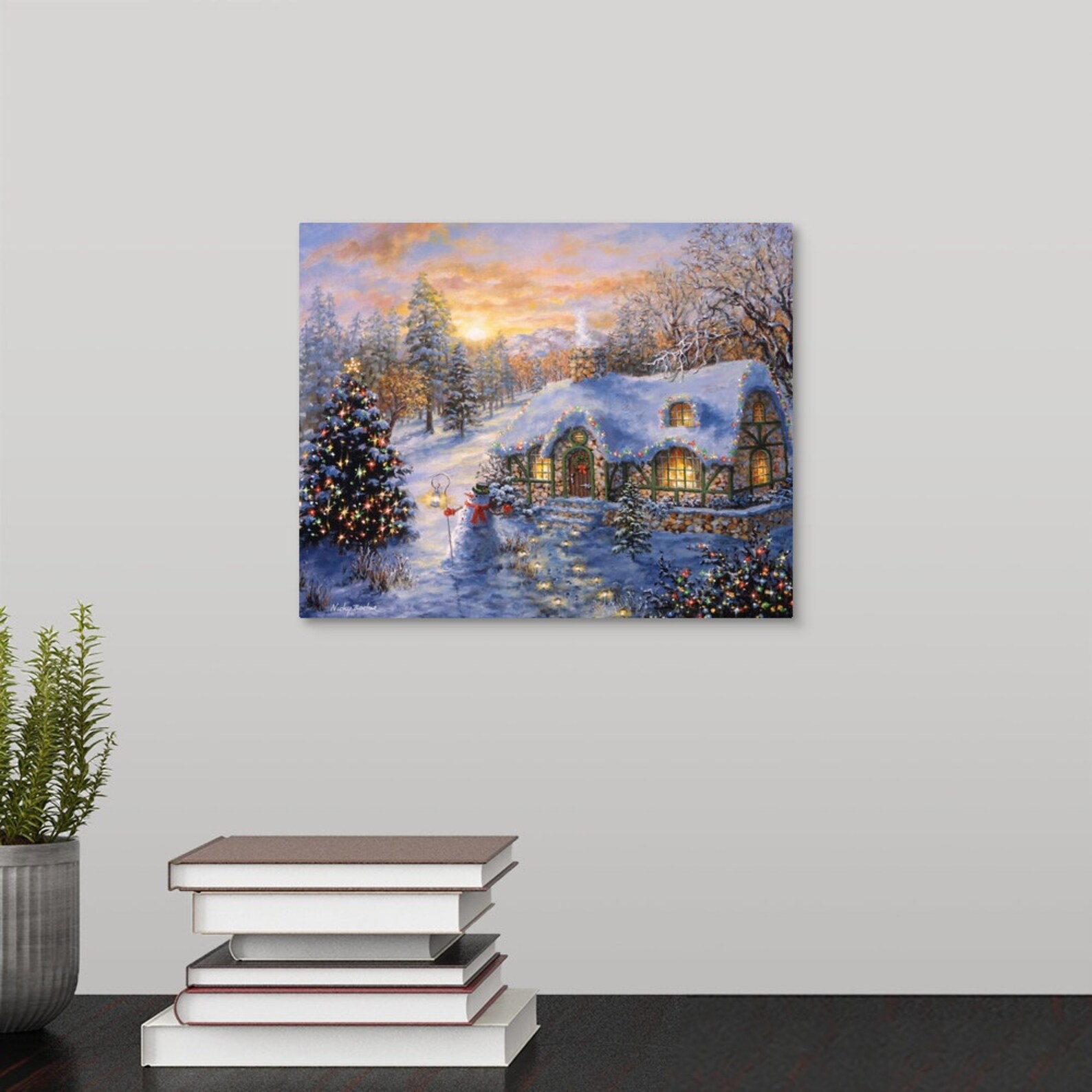 Christmas Cottage Canvas Wall Art Print Christmas Wall Decor Etsy