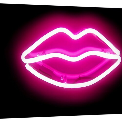 Neon Lips PB Canvas Wall Art Print Etsy