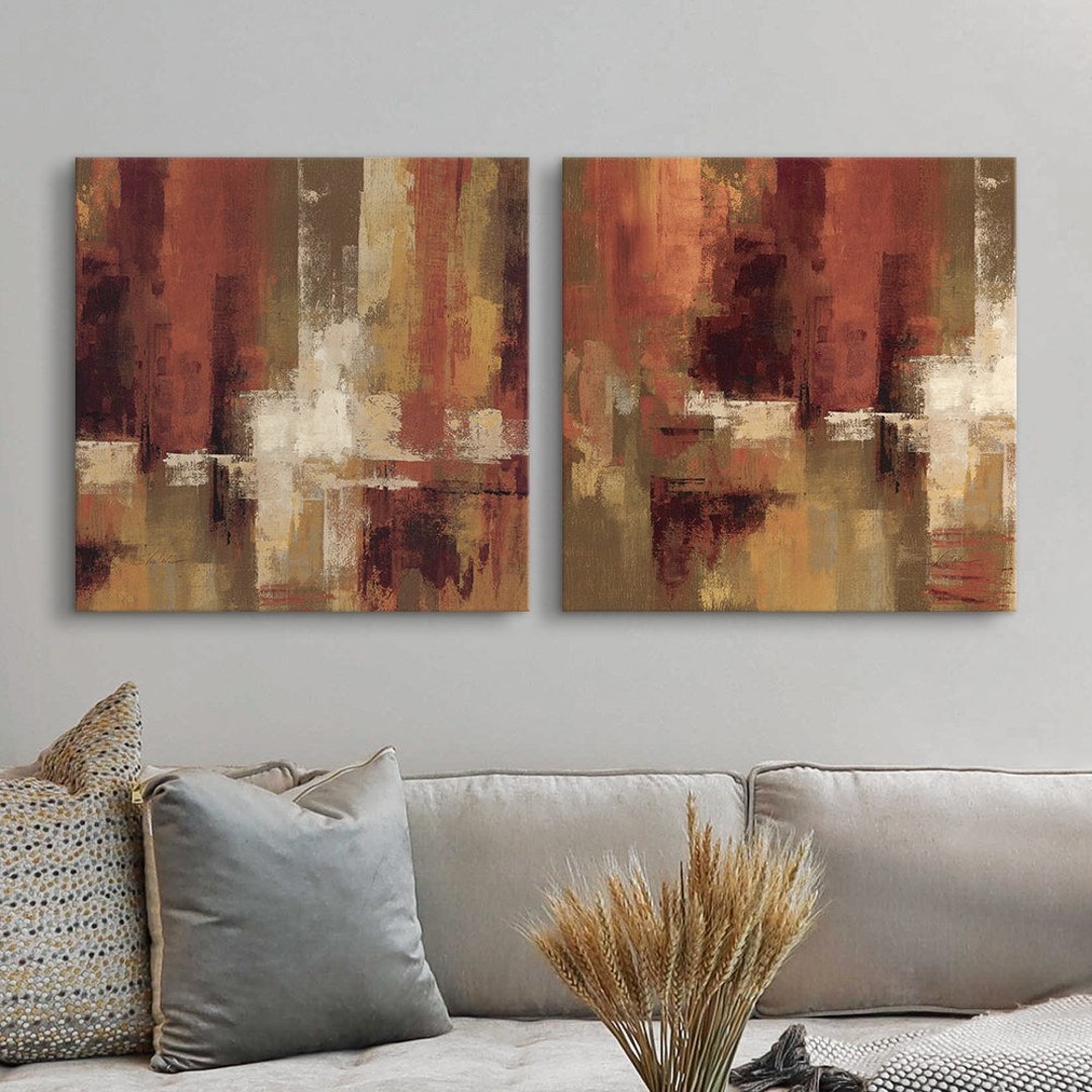 2 Piece Canvas Wall Art Print Set Abstract Home Etsy