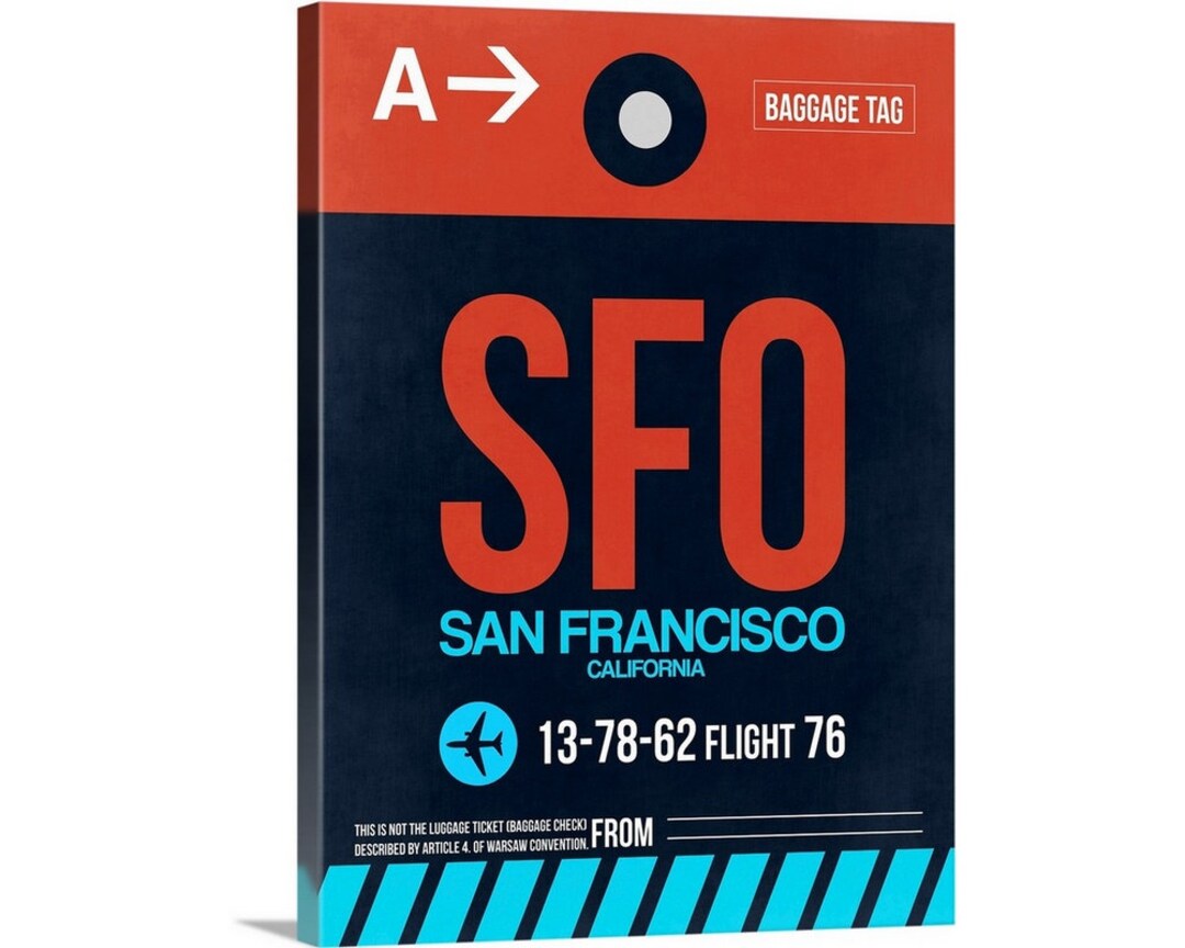 SFO San Francisco Luggage Tag II Canvas Wall Art Print Etsy