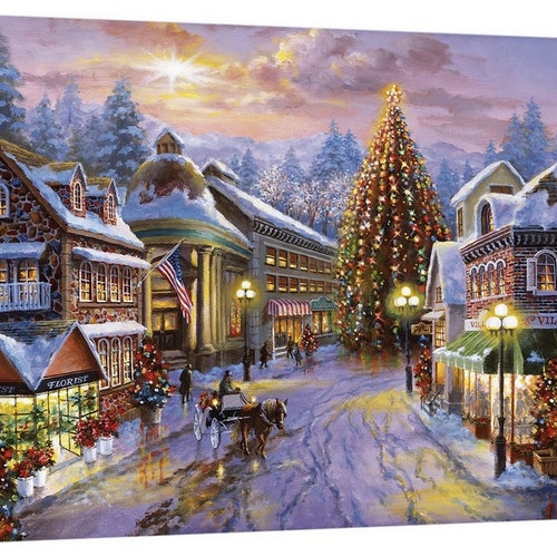 Christmas Village in Snow Christmas Wall Decor Etsy