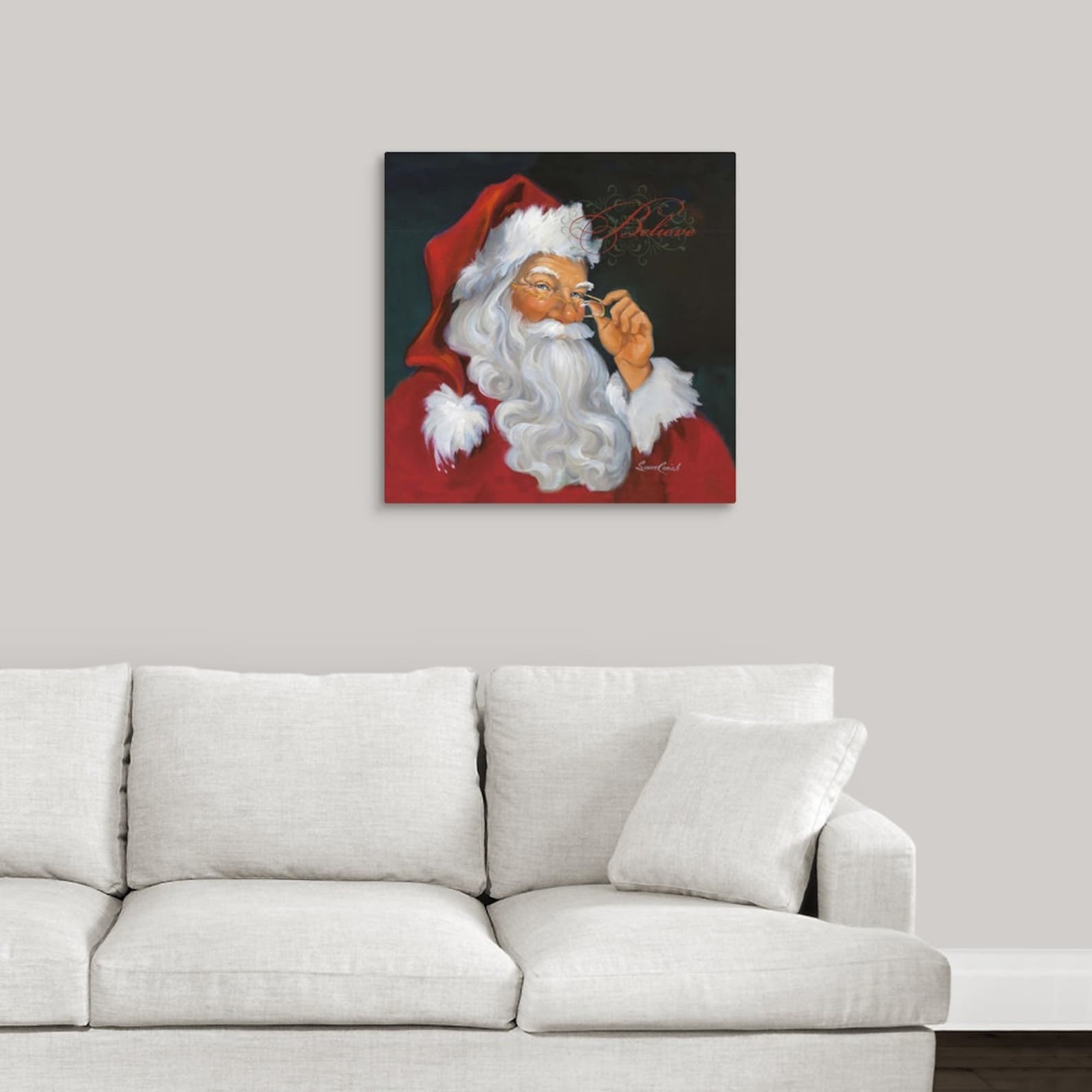 Believe in Santa Canvas Wall Art Print Christmas Wall Decor Etsy