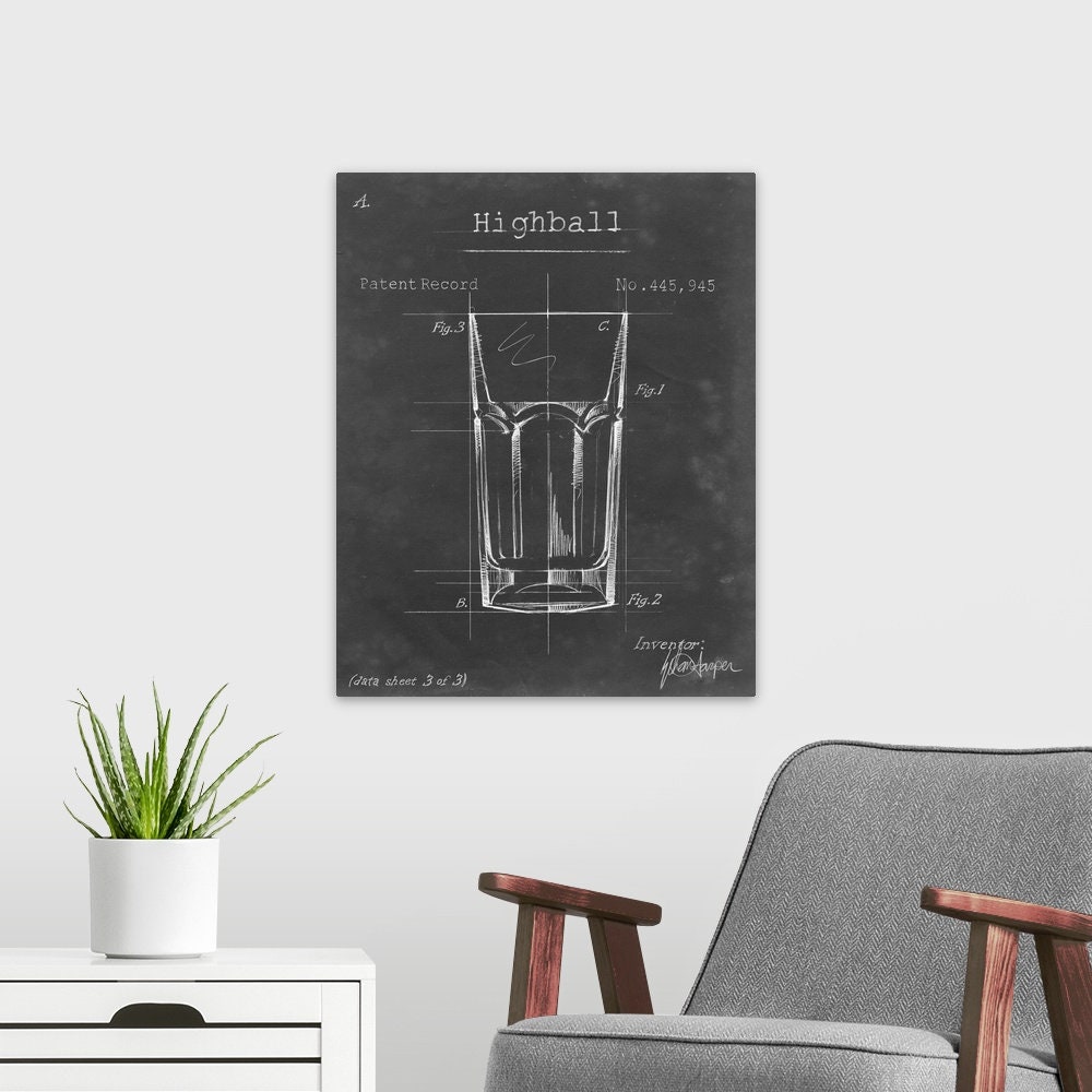 Barware Blueprint II Metal Wall Art Print 16x20 Etsy