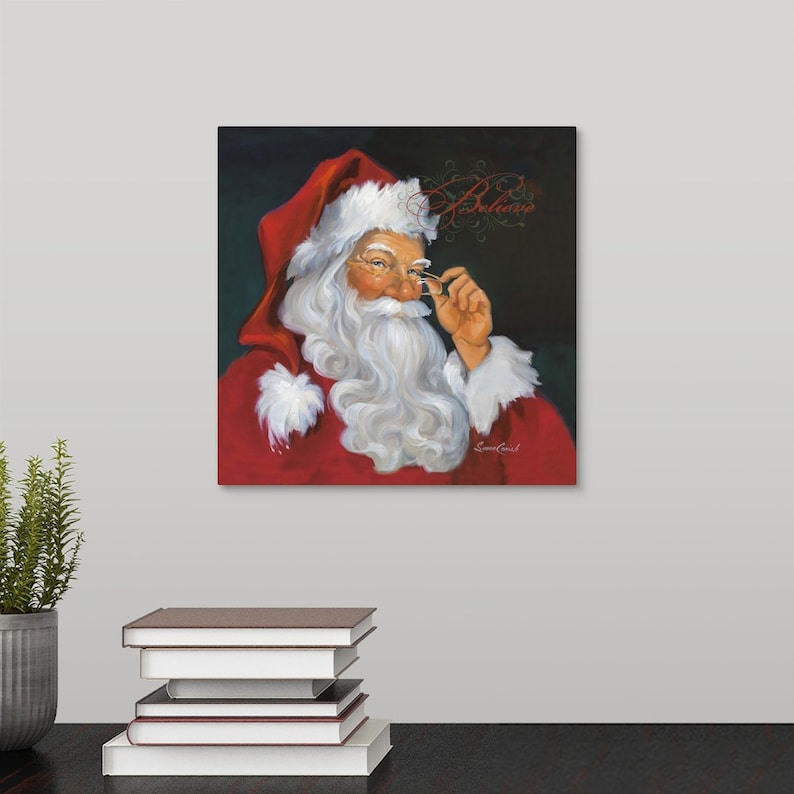 Believe in Santa Canvas Wall Art Print Christmas Wall Decor Etsy