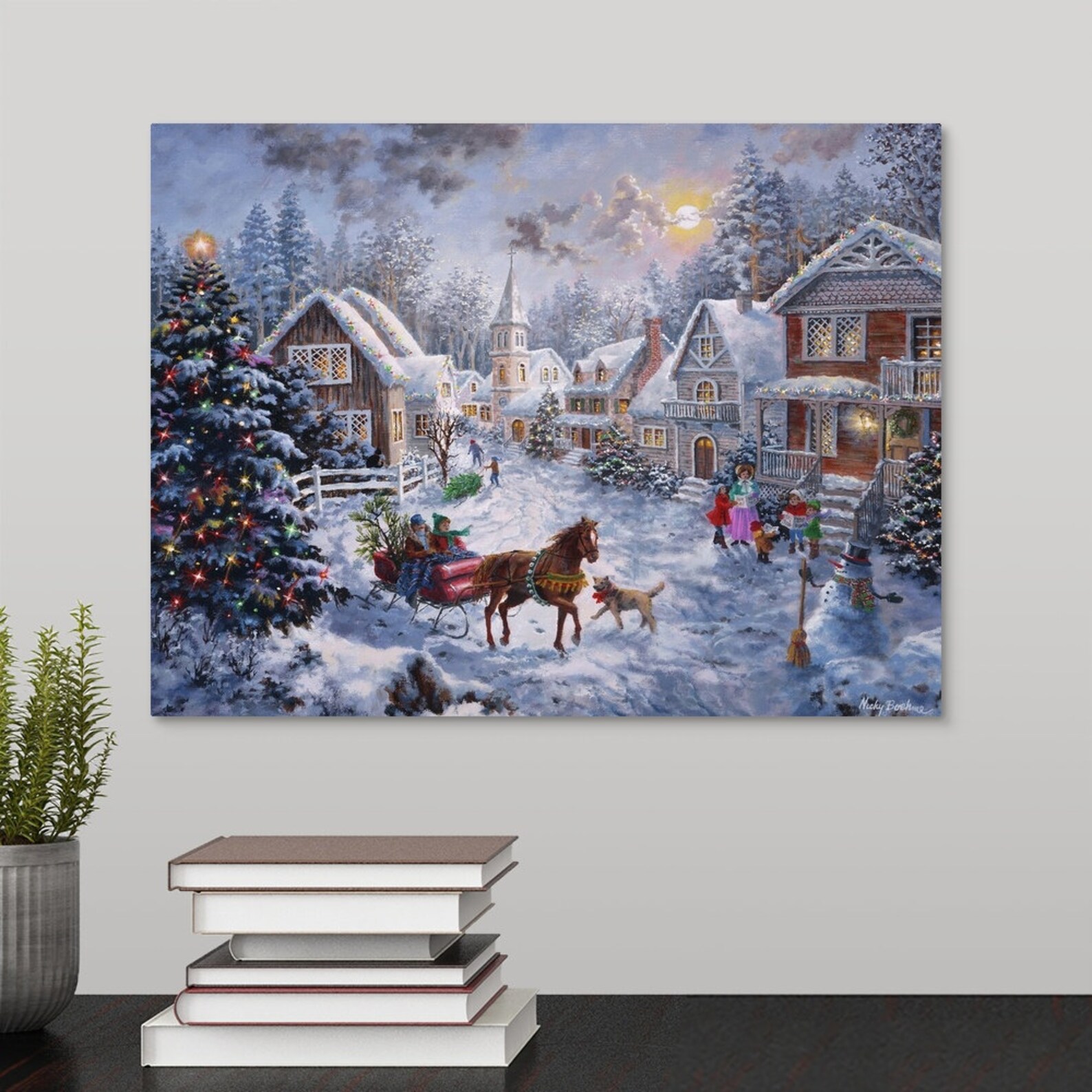 Christmas Village in Snow Christmas Wall Decor Etsy