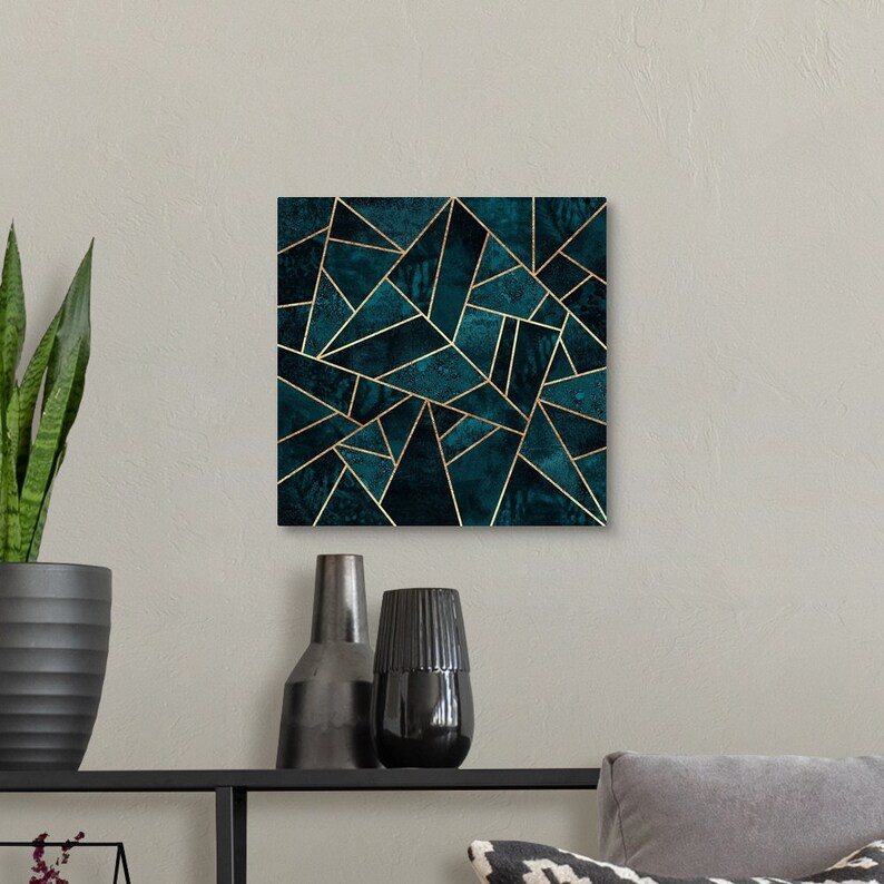 Deep Teal Stone Metal Wall Art Print 12x12 Etsy