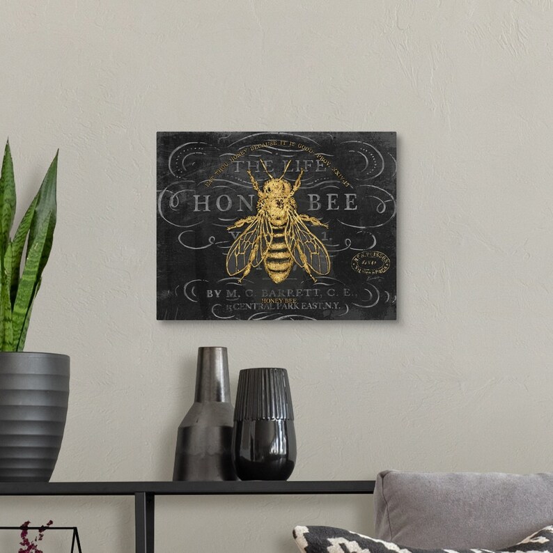 Honey Bee Metal Wall Art Print Etsy