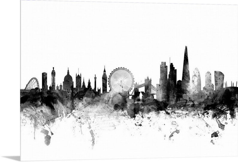 London England Skyline Metal Wall Art Print Etsy