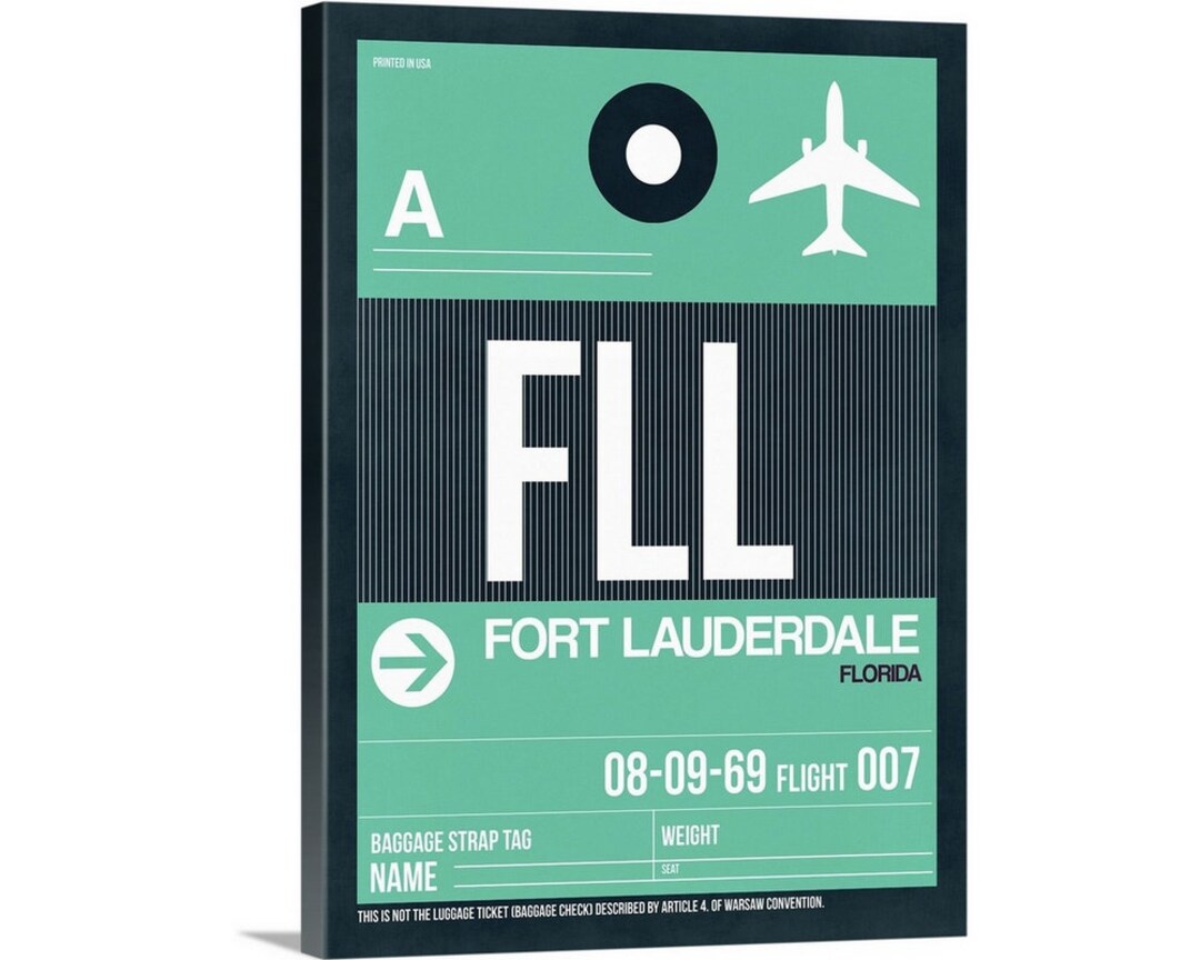 FLL Fort Lauderdale Luggage Tag II Canvas Wall Art Print Etsy