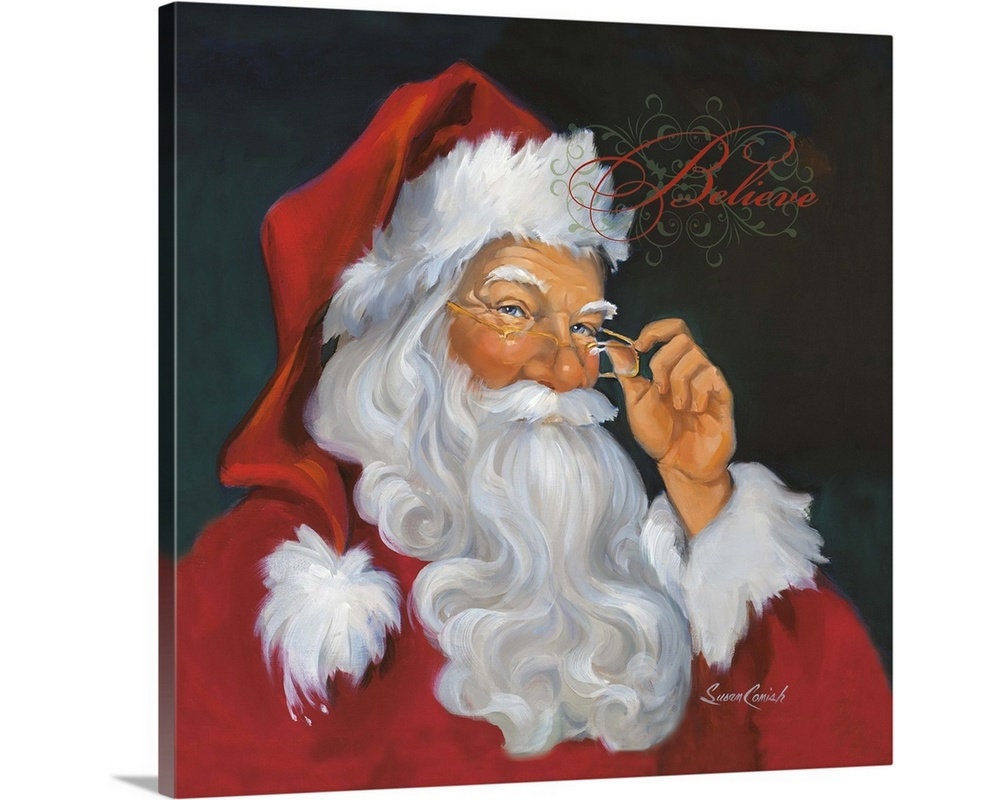 Believe in Santa Canvas Wall Art Print Christmas Wall Decor Etsy
