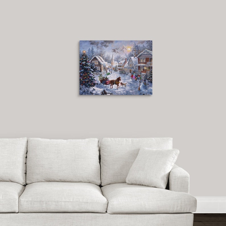 Christmas Village in Snow Christmas Wall Decor Etsy