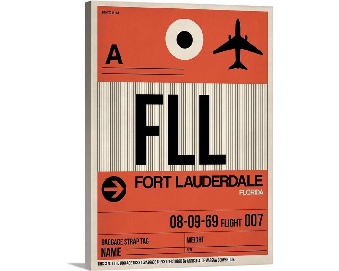 FLL Fort Lauderdale Luggage Tag I Canvas Wall Art Print Etsy