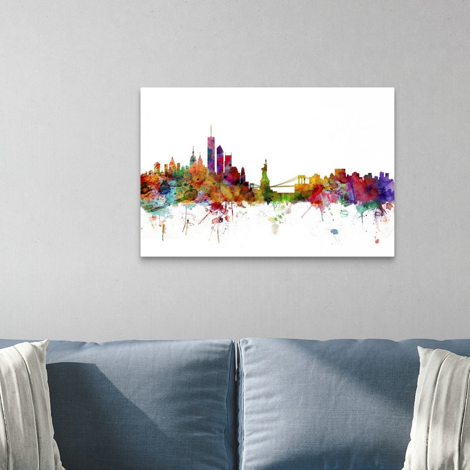 New York Skyline Metal Wall Art Print Etsy
