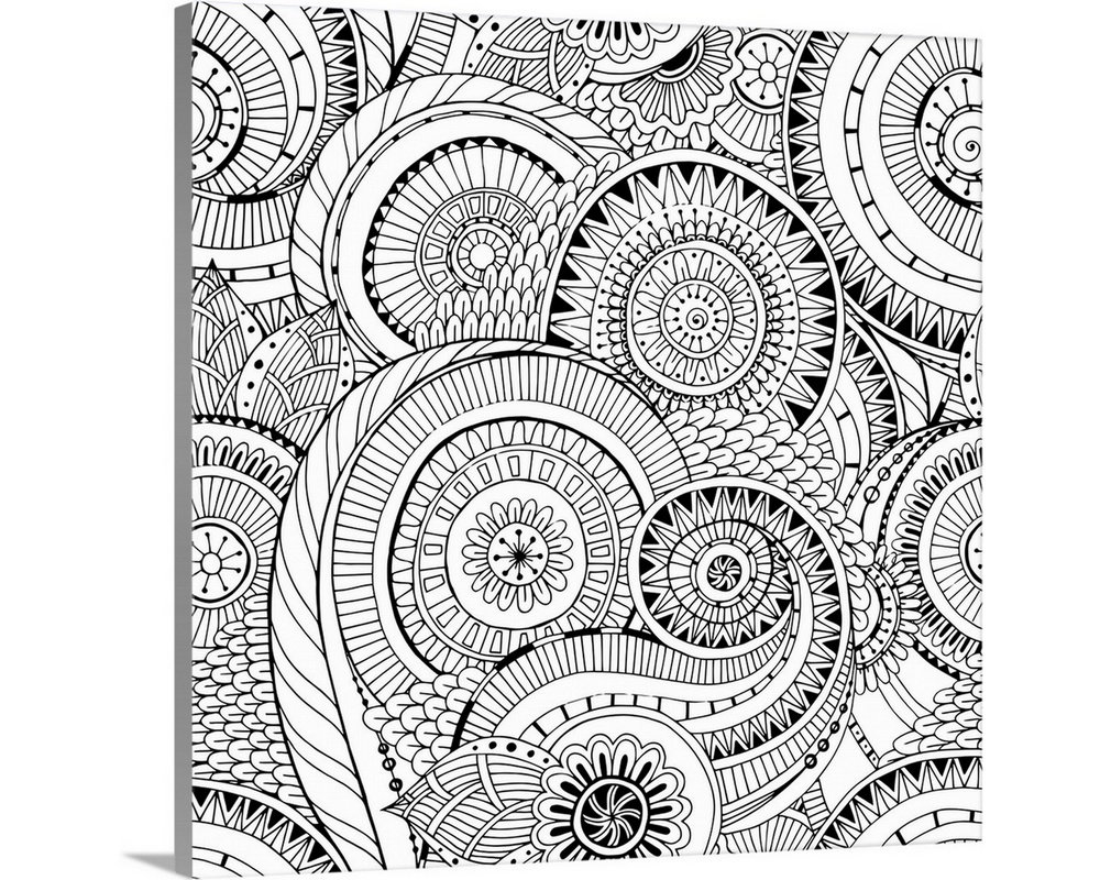 DIY Coloring Canvas Print entitled Circles and Swirls III | Etsy