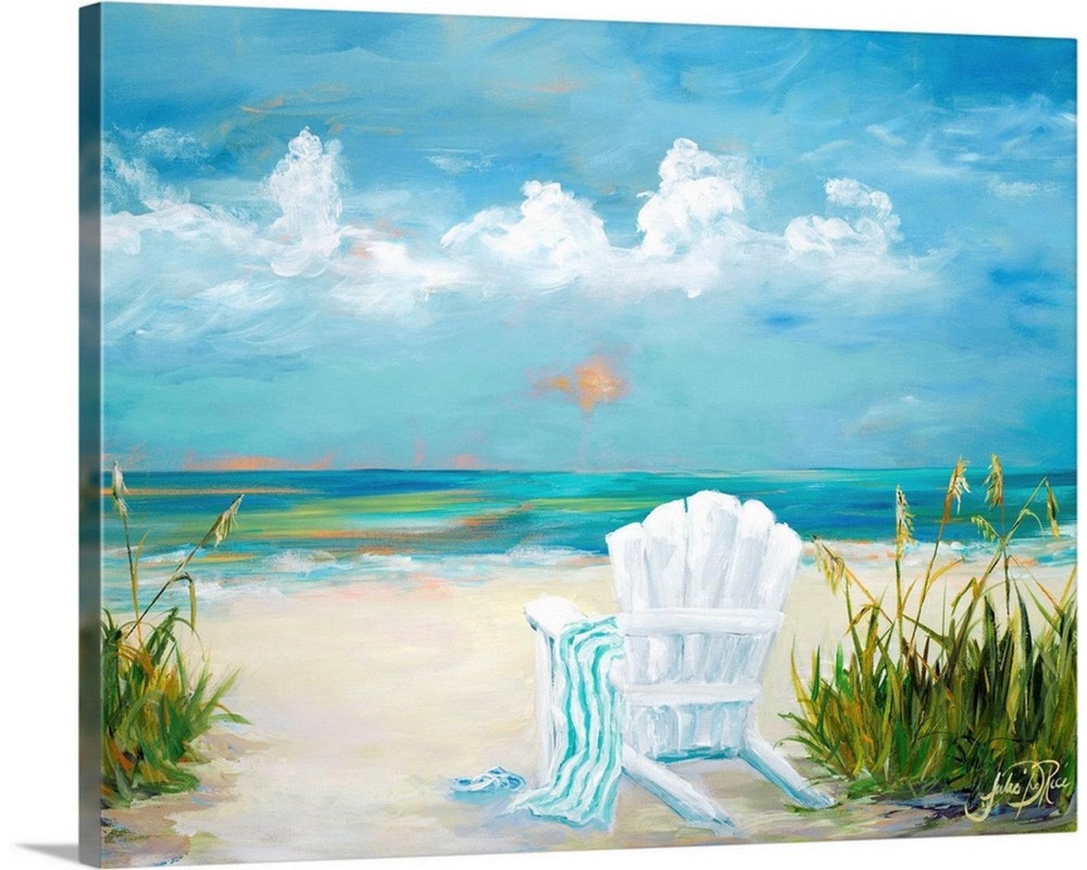 2 Piece Beach Scene Canvas Wall Art Print Set Coastal Home - Etsy