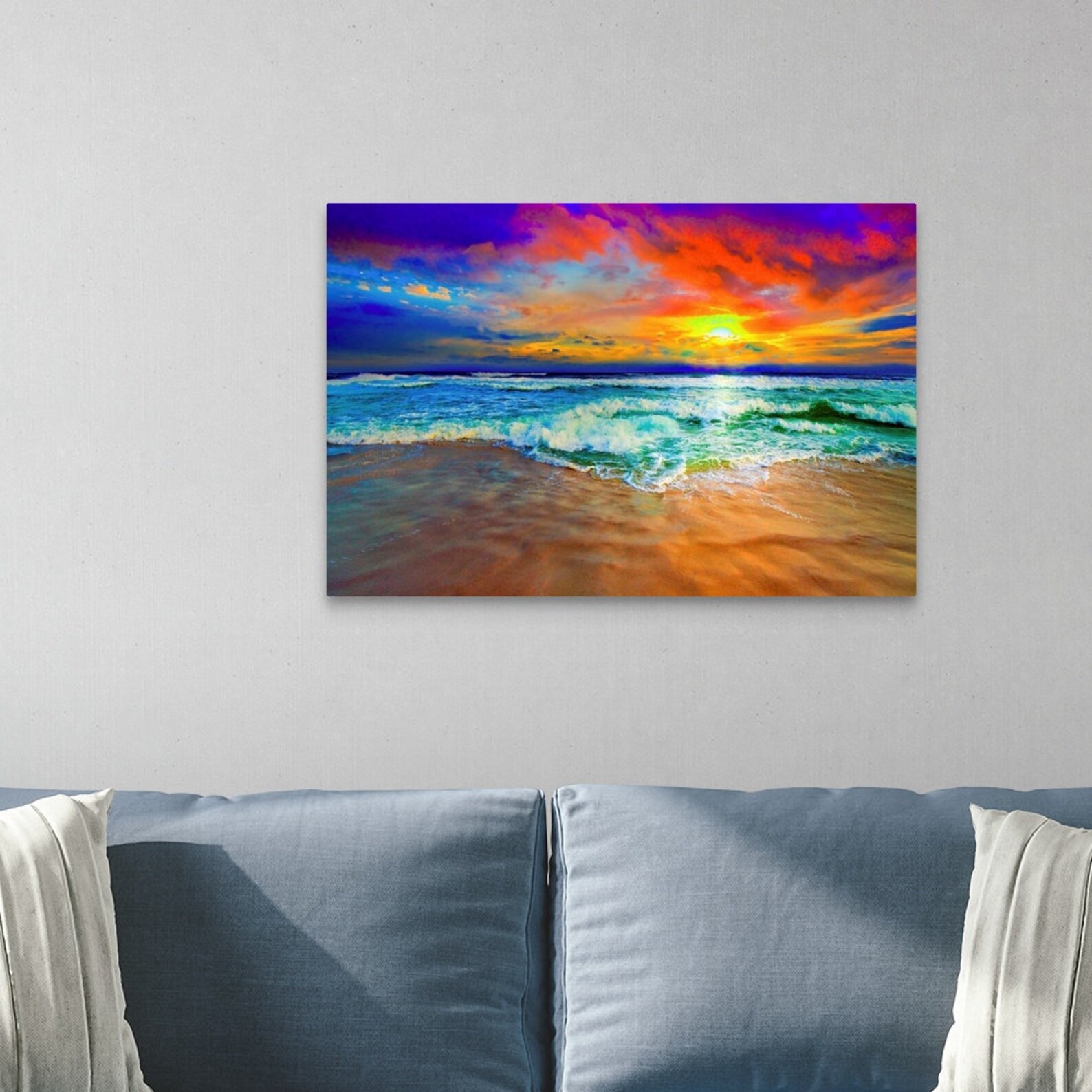 Beautiful Ocean Sunset Metal Wall Art Print Etsy