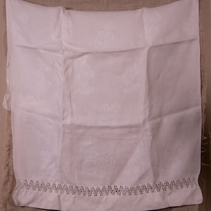 Antique Textile, Antique Towel, Vintage Linen, Oversized Towel, M Monogram, D Monogram