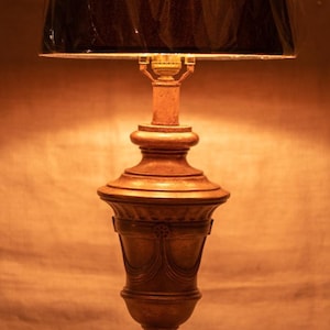 Vintage Metal Table Lamp + Classic Urn Lamp + Pedestal Lamp + Black Linen Shade
