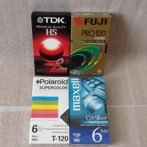 Videos VHS Blank 4 Sealed Unused Polaroid TDK Maxell Fuji