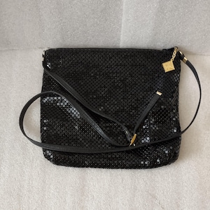 Whiting And Davis International Black Metal Mesh Purse Handbag Bag Crossbody Made In Hong Kong