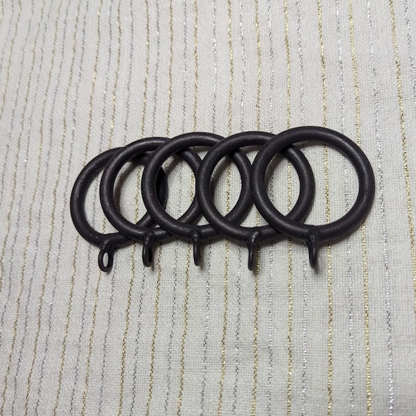 Handmade Iron drapery rings with eyelets, pack of 5, Curtain rings, Iron Rings, wood pole rings . custom made iron rings, iron rod rings