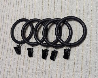 Handmade Iron drapery rings, pack of 5, Curtain rings, Rings with clips, Iron wood pole rings . custom made iron rings, iron rod rings