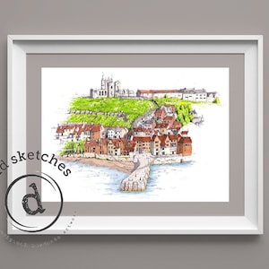 Whitby Abtei und die Stufen | Karten und Drucke von David Callear
