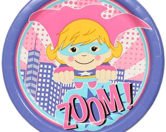 Birthday Direct,  Super Girl Power Lunch Plates, 9 inch, 8 count