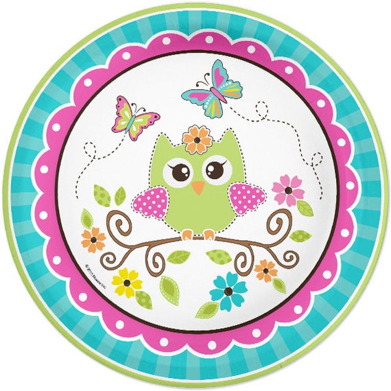Owl Party Paper Plates Owl Lunch Plates Owl Birthday Baby Etsy