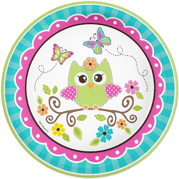 Birthday Direct,  Lil Owl 1st Birthday Lunch Plates, 9 inch, 8 count