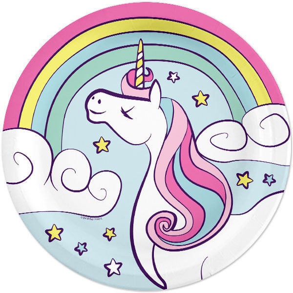 Birthday Direct Unicorn Rainbow Lunch Plates 9 inch 8 count