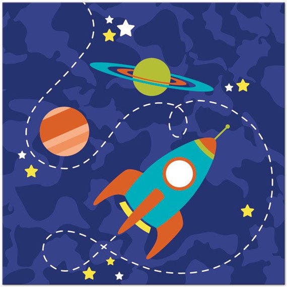 Two The Moon Out of This World Blast Off Birthday Party Space Adventure Lunch Napkins Outer Space Baby Shower 20 Paper Napkins