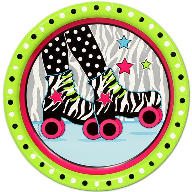 Retro Roller Skate Party Paper Plates/ Roller Skating Lunch Etsy