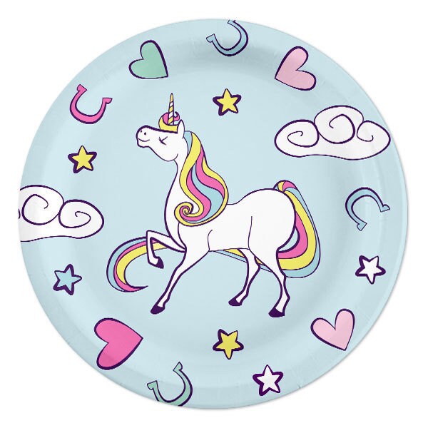Birthday Direct Unicorn Rainbow Dessert Plates 7 inch 8 count