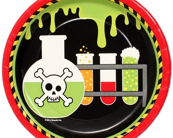 Birthday Direct,  Mad Slime Scientist Lunch Plates, 9 inch, 8 count