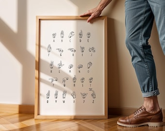 ASL Alphabet, American Sign Language, Class Room Art Prints, ASL Printable, ASL Wall Art, ]Classroom Decor, Educational Art, Learn asl