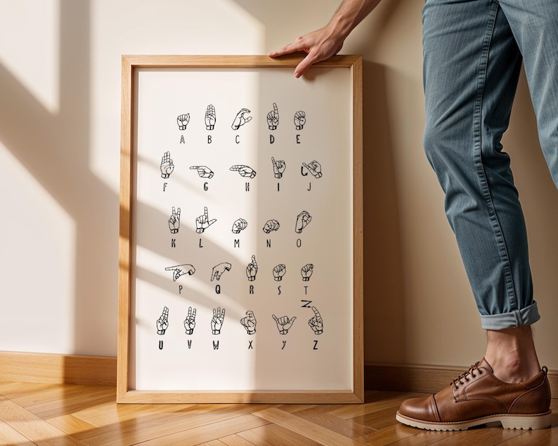ASL Alphabet, American Sign Language, Class Room Art Prints, ASL Printable, ASL Wall Art, ]Classroom Decor, Educational Art, Learn asl image 1