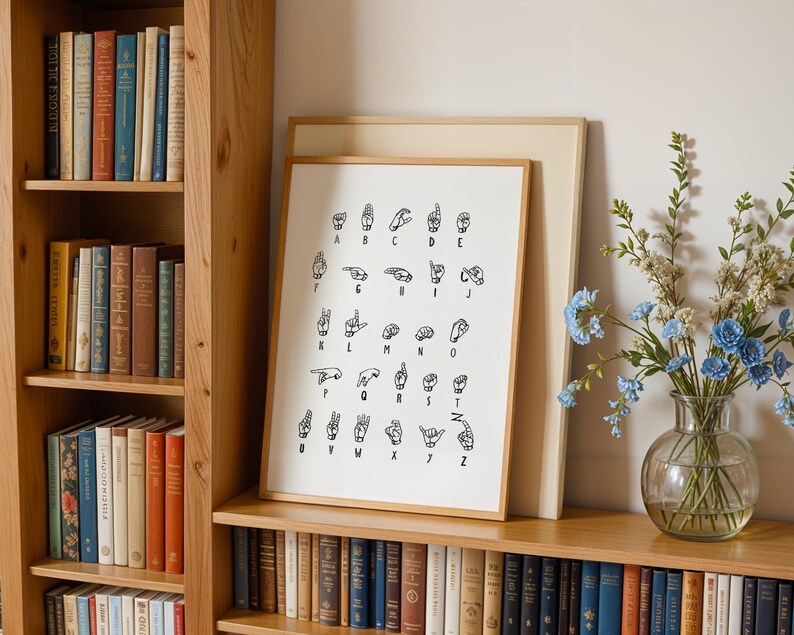 ASL Alphabet, American Sign Language, Class Room Art Prints, ASL Printable, ASL Wall Art, ]Classroom Decor, Educational Art, Learn asl image 2