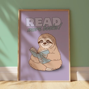Lies mehr Bücher Wandkunst - druckbares Retro-Poster für Klassenzimmer, Bibliothek, Kinderzimmer oder Bücherecke
