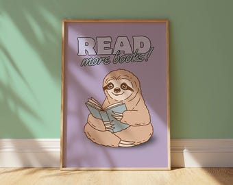 Read More Books Wall Art – Retro Printable Poster for Classroom, Library, Kids Room or Book Nook Decor