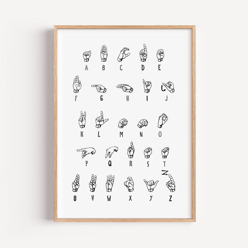ASL Alphabet, American Sign Language, Class Room Art Prints, ASL Printable, ASL Wall Art, ]Classroom Decor, Educational Art, Learn asl image 4