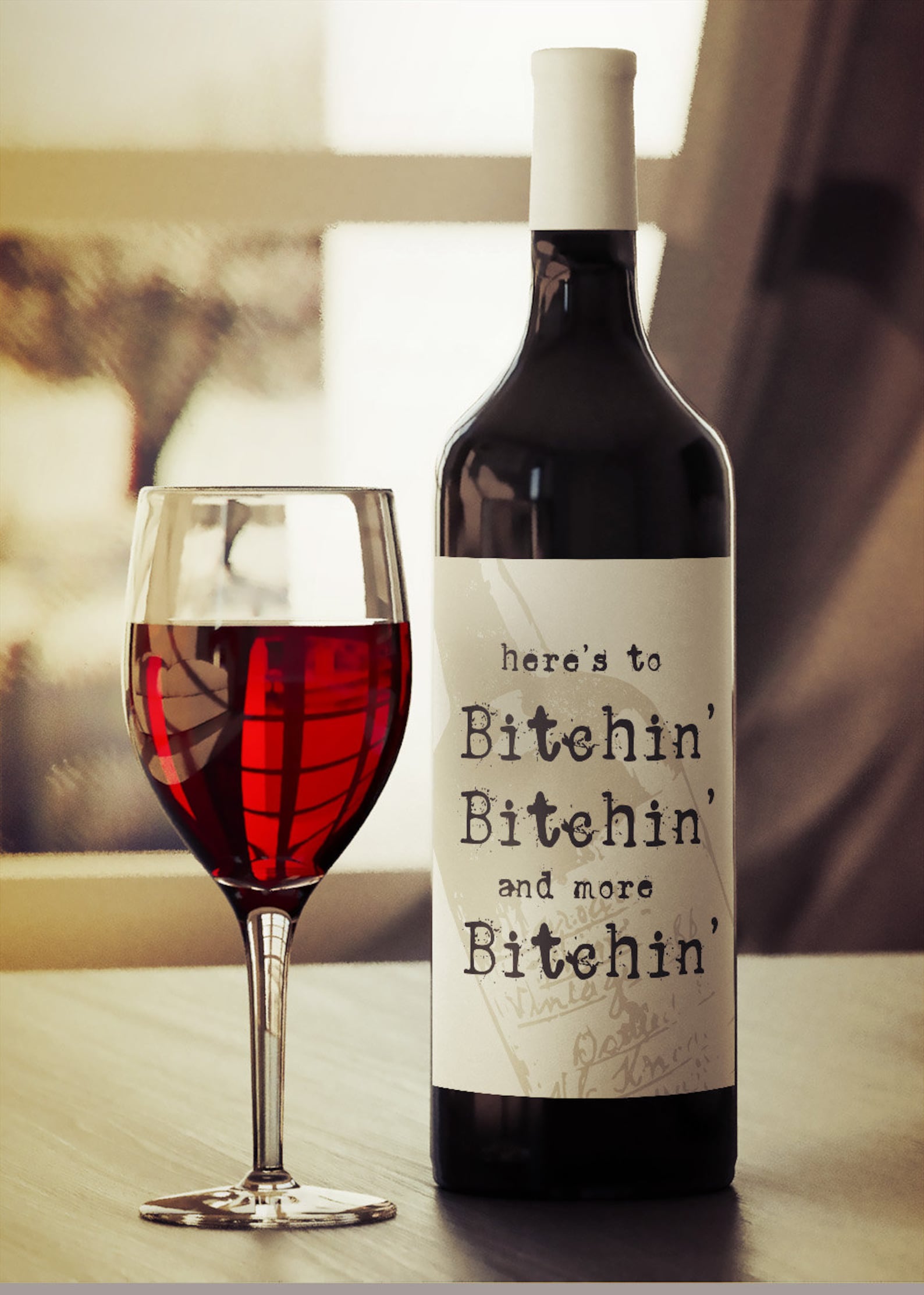 Bitch Wine Label Here's to Bitching Wine Label Fun Wine | Etsy