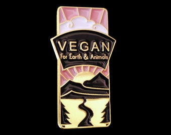 Vegan Enamel Pin for Earth & Animals