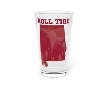 University of Alabama Roll Tide Roll State Outline - Pint Glass, 16oz