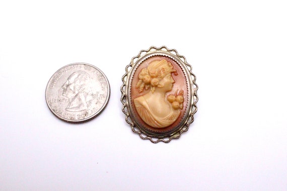 Antique Celluloid Cameo Brooch - image 2